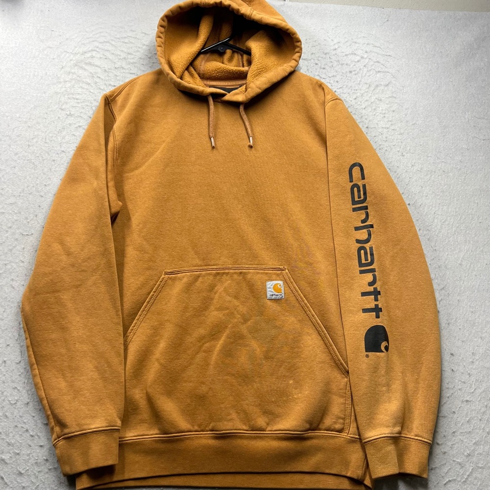 Carhartt Mens Loose Fit Midweight Sleeve Logo Hoodie Brown K288 BRN Size M